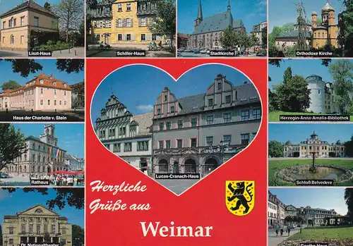 3914 - Deutschland - Weimar , Liszt Haus , Schiller Haus , Lucas Cranach Haus , Mehrbildkarte - nicht gelaufen