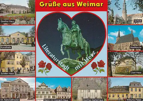 3915 - Deutschland - Weimar , Literaturstadt mit Herz , Wittums Palais , Kunsthalle , Mehrbildkarte - nicht gelaufen