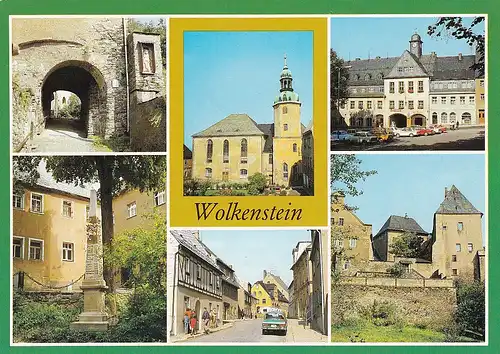 3922 - Deutschland - Wolkenstein , Zschopau , Mühltor , St. Bartholomäus , Postmeilensäule , Freiberger Straße - nicht gelaufen