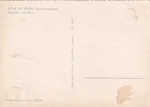 3949 - Deutschland - Köln am Rhein , Rheinufer mit Dom , Sonnenuntergang - nicht gelaufen