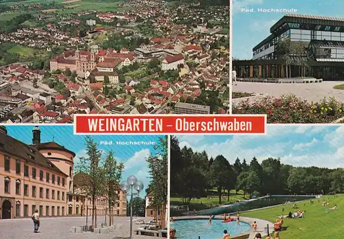 3971 - Deutschland - Weingarten , Oberschwaben , Freibad , Pädagogische Hochschule , Mehrbildkarte - gelaufen