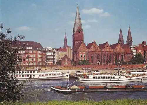 3979 - Deutschland - Weser und Stadt Bremen , Schiff - gelaufen 1978