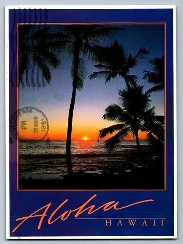 4036 - Hawaii , Sonnenuntergang , Palmen - gelaufen 1991