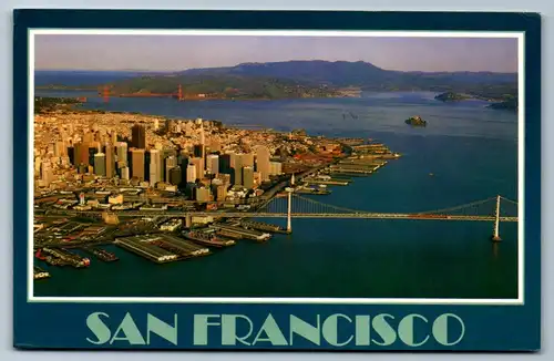 4038 - San Francisco , Panorama , Bay Bridge , Golden Gate Bridge , Brücke - gelaufen 1988