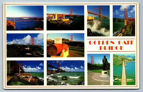 4041 - San Francisco , Golden Gate Bridge , Mehrbildkarte - gelaufen 1989