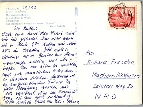 4121 - Krakow , Krakau , Katedra na Wawelu - gelaufen 1962