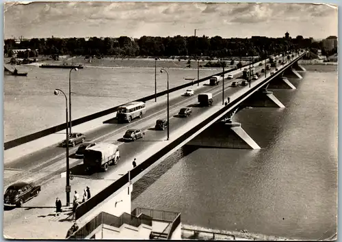 4128 - Warszawa , Most Slasko , Dabrowski , Brücke , Auto , Bus , LKW - gelaufen 1961