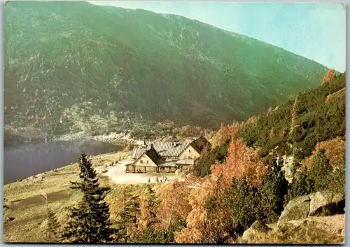 4131 - Karkonosze , Schronisko PTTK Samotnia nad Malym Stawem w glebi Sbiezka - gelaufen 1979