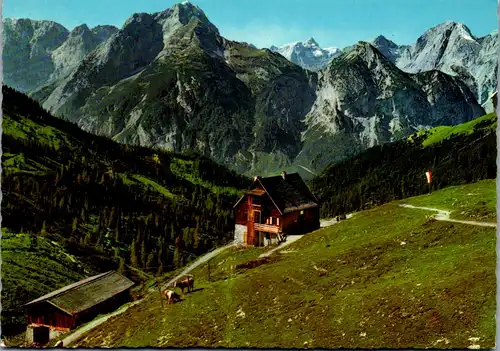 4143 - Tirol , Plumsjoch Hütte gegen Gamsjoch und Falkengruppe Karwendel  - nicht gelaufen