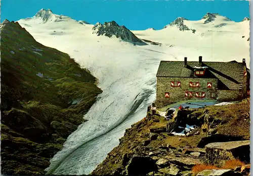 4153 - Tirol , Ramolhaus gegen Gurgler Gletscher mit Hochwilde und Falschungsspitze , Ötztal - nicht gelaufen