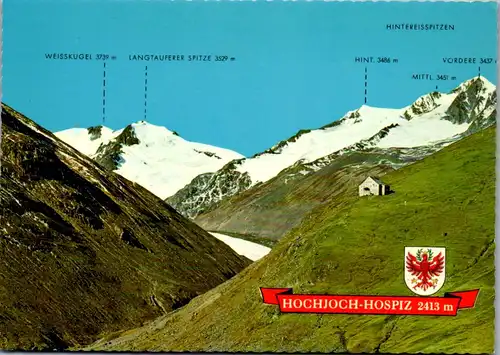 4158 - Tirol , Hochjoch Hospiz , Weisskugel , Langtauferer Spitze , Hintereisspitzen - nicht gelaufen