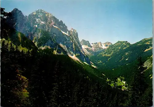 4171 - Tirol , Blick ins Ober Reintal auf Musauer Alm , Otto Mayr Hütte und Tannheimer Hochgebirge - nicht gelaufen