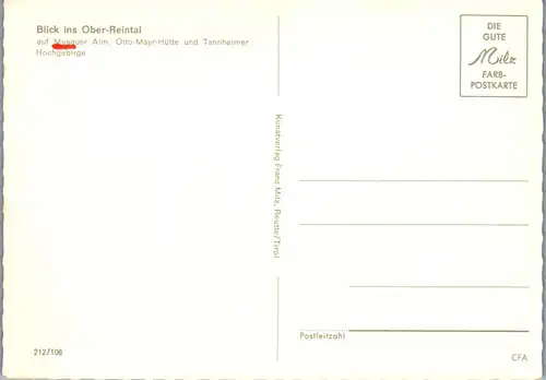 4171 - Tirol , Blick ins Ober Reintal auf Musauer Alm , Otto Mayr Hütte und Tannheimer Hochgebirge - nicht gelaufen