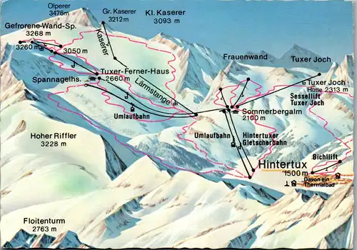 4174 - Tirol , Reliefkarte Hintertux - gelaufen 1981
