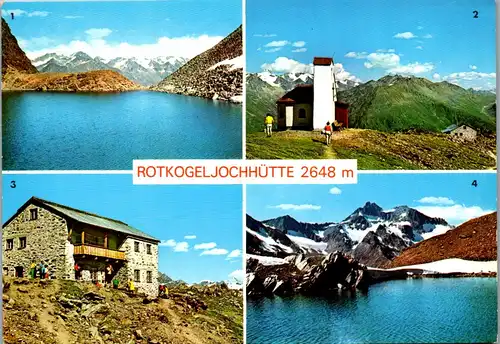 4187 - Tirol , Rotkogeljochhütte , Schwarzsee mit Stubaieralpen , Kirchlein am Rotkogel , Kaunergrat - nicht gelaufen