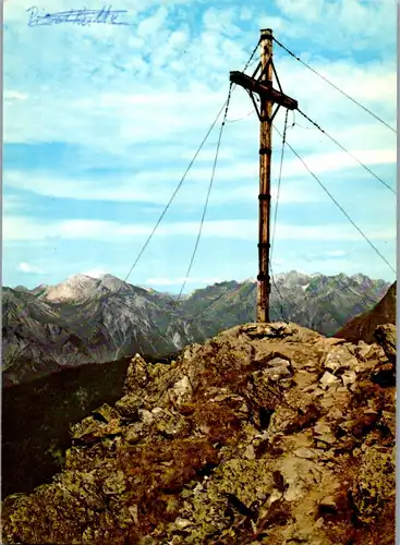 4191 - Vorarlberg , Schruns , Gipfelkreuz Kapelljoch gegen Hochjoch bei der Wormser Hütte , Montafon - nicht gelaufen