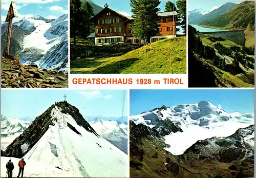 4196 - Tirol , Gepatschhaus , Kaunertal mit Ölgrubenjoch , Wildspitze , Weisseespitze und Kaunertalstausee - nicht gelaufen