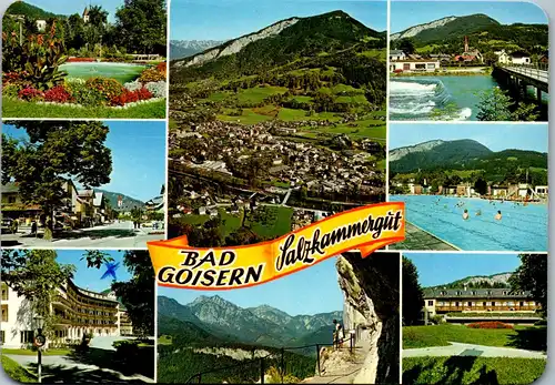 4296 - Bad Goisern , Salzkammergut , Kurpark , Hanuschhof , Ewige Wand , Freischwimmbad , Jodschwefelbad - gelaufen 1982