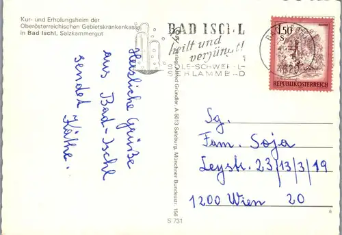 4297 - Bad Ischl , Kur und Erholungsheim der OÖ Gebietskrankenkasse , Salzkammergut - gelaufen 1977