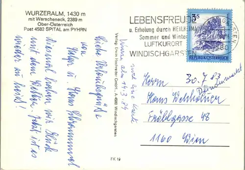 4309 - Spital am Phyrn , Wurzeralm mit Warscheneck - gelaufen 1984