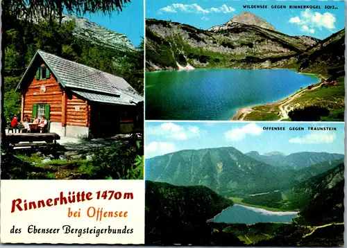 4324 - Rinnerhütte bei Offensee des Ebenseer Bergsteigerbundes , Traunstein , Wildensee gegen Rinnerkogel - nicht gelaufen