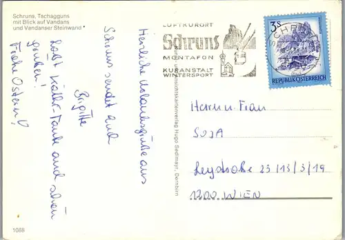 4348 - Schruns , Tschagguns mit Blick auf Vandans und Vandanser Steinwand - gelaufen 1983