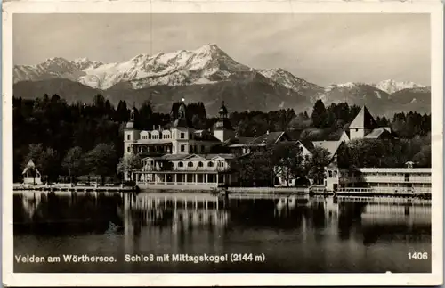 4350 - Velden am Wörthersee , Schloß mit Mittagskogel - gelaufen 1949
