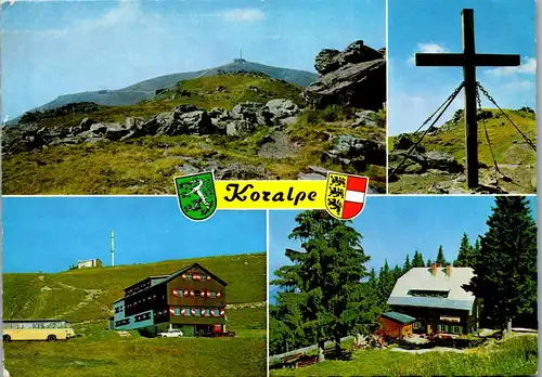 4367 - Koralpe , Gipfelkreuz , Mehrbildkarte - gelaufen 1976