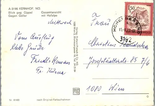 4464 - Kernhof , Göller , mit Hofalpe , Gippel - gelaufen 1977