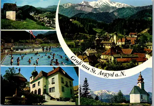 4467 - St. Aegyd am Neuwald , Mehrbildkarte , Freibad , Schwimmbad - nicht gelaufen