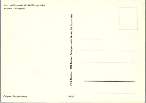 4471 - Baden bei Wien , Kurpark , Blumenuhr - nicht gelaufen