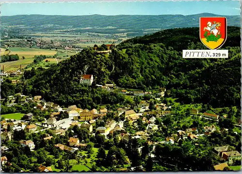 4491 - Pitten , Marktzentrum , Schloßberg mit Burg und Bergkirche - gelaufen 1970