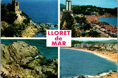 4519 - Lloret de Mar , Costa Brava , Castillo Paseo Verdaguer , Sa Caravera , Playa , Schloss , Strand - gelaufen