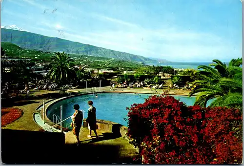 4523 - Tenerife , Puerto de la Cruz , Piscina Hotel Taoro y Valle de la Orotava - gelaufen