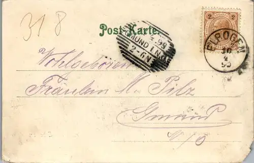 4526 - Czech , Elbogen , Burg und Kettenbrücke Elbogen , Loket - gelaufen 1899