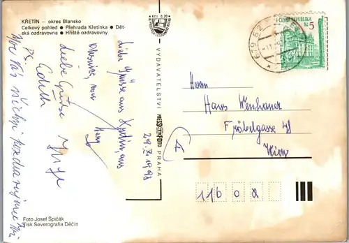 4533 - Kretin , okres Blansko , Mehrbildkarte - gelaufen 1993