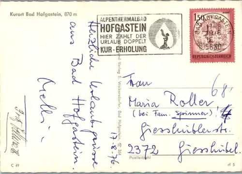 4540 - Salzburg - Bad Hofgastein , Zentrum - gelaufen 1976