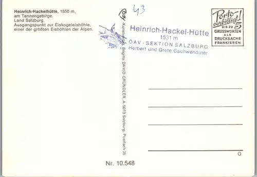 4549 - Salzburg - Heinrich Hackelhütte am Tennengebirge , Eiskogeleishöhle - nicht gelaufen