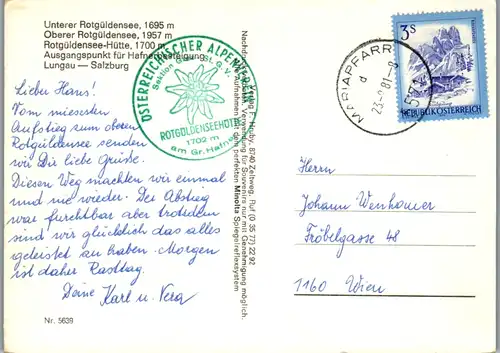 4566 - Salzburg - Rotgüldensee , Hütte - gelaufen 1981