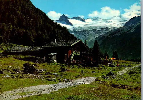 4571 - Salzburg - Alpengasthof Enzian im Habachtal gegen Habachkees und Schwarzkopf , Bramberg - nicht gelaufen