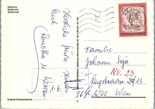 4600 - Salzburg - Salzburg , Mozart , Mehrbildkarte , Stempel unzustellbar - gelaufen 1977