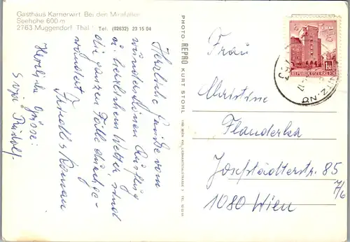 4606 - Niederösterreich - Muggendorf , Gasthaus Karnerwirt bei den Mirafällen - gelaufen