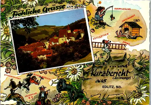 4607 - Niederösterreich - Edlitz , Fröhliche Grüße und Kurzbericht - gelaufen 1976