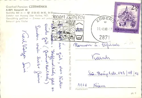 4610 - Niederösterreich - Kampichl , Gasthof Pension Czerwenka - gelaufen 1980