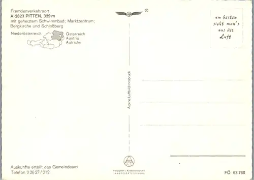 4615 - Niederösterreich - Pitten , Marktzentrum , Schloßberg mit Burg und Bergkirche - nicht gelaufen