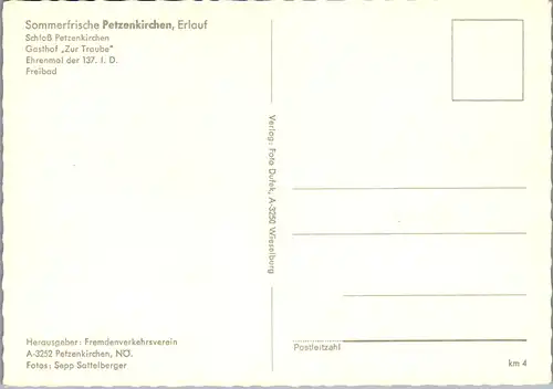 4646 - Niederösterreich - Petzenkirchen a. d. Erlauf , Schloß , Gasthof zur Traube , Ehrendenkmal , Freibad - nicht gelaufen