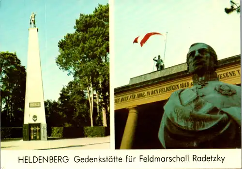 4665 - Niederösterreich - Klein Wetzdorf , Heldenberg , Gedenkstätte Feldmarschall Radetzky , Mausoleum , Obelisk , Kolossalbüste Erzherzog Carls Säulenhaus - nicht gelaufen