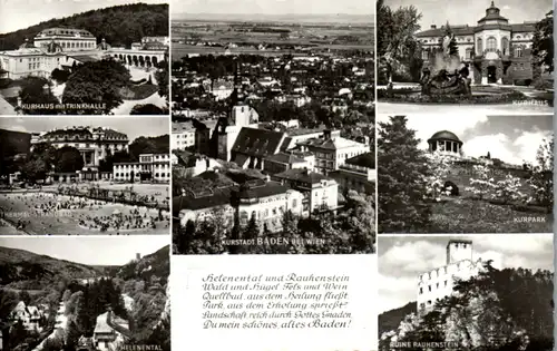 4679 - Niederösterreich - Baden bei Wien , Kurhaus , Strandbad , Helenental , Kurpark , Ruine Rauhenstein - gelaufen 1968