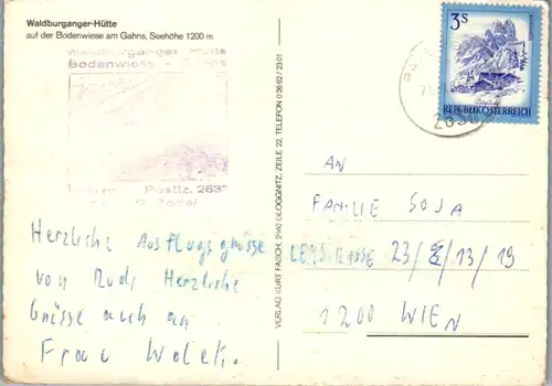 4683 - Niederösterreich - Waldburganger Hütte auf der Bodenwiese am Gahns - gelaufen 1981