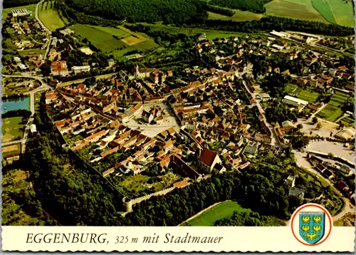 4723 - Niederösterreich , Eggenburg mit Stadtmauer , Panorama - nicht gelaufen